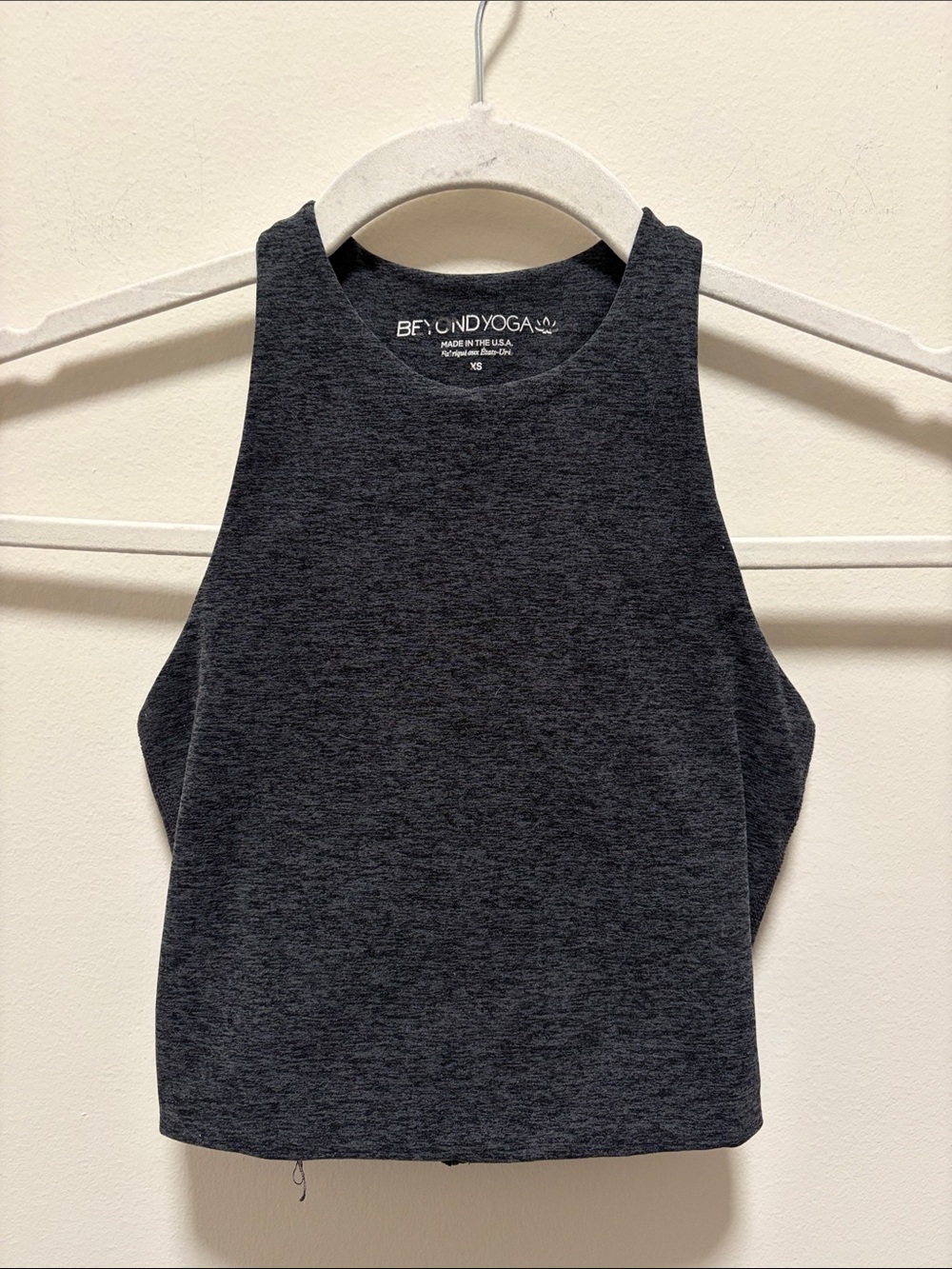 Beyond Yoga Charcoal Heather High-Neck Cropped Tank